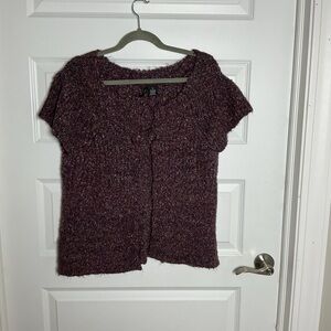 Women's Short Sleeve Knit Sweater - Purple Size PL